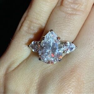 5 Carat Simulated Diamond Pear Cut Sterling Silver Engagement Ring Size 5